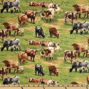  Roundup Cattle Grazing Green Fabric By The Yard Arts, Crafts & Sewing