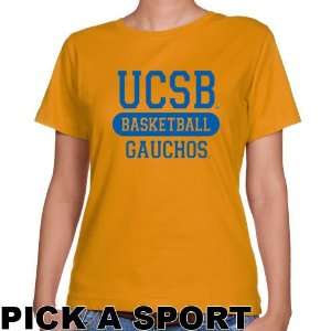 UC Santa Barbara Gauchos Ladies Gold Custom Sport Classic Fit T shirt 
