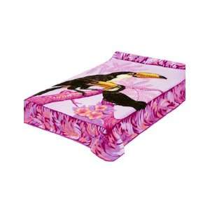  Solaron Pink Toucan King Bed Blanket, Pink