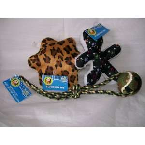 3 Paws n claws Dog Toys   2 Plush Squeak Toys (Leopard 6 