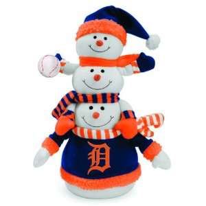   MLB Detroit Tigers Plush Towering Triple Snowman Christmas Decoration