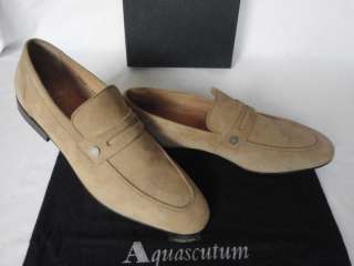 Aquascutum Tan Suede Penny Loafer Shoes UK 9.5 RARE  