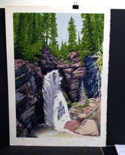 Clark Wyoming Waterfall Landscape Color Print  