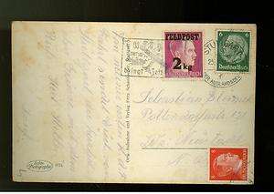 1938 remailed Stuttgart Germany postcard Cover # MQ3  