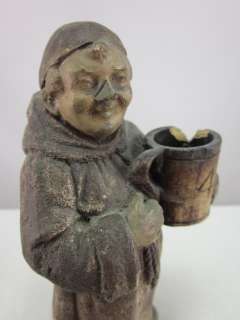 Vintage French German Beer Monk Friar w Stein Candle Holder Figurine 