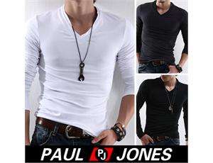 Stylish Strong Mens Slim fitted T Shirt V neck design 95% cotton 