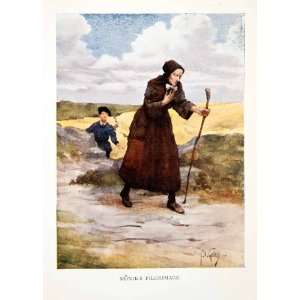   France Monik Pilgrimage Stick Child Road Woman   Original Color Print