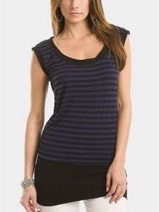 NWT GUESS MARCIANO RACHELLE STRIPED TEE TOP SHIRT XS/S  