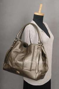 NWT Burberry Lawrence Leather Tote   Metallic Olive  