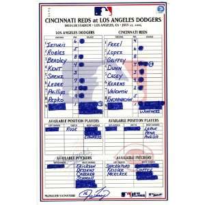   27 2005 Game Used Lineup Card (Jim Tracy Signed)