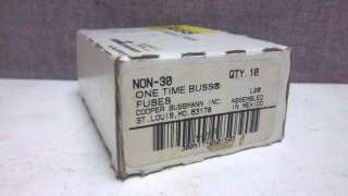 BOX OF 10 COOPER BUSSMANN ONE TIME BUSS FUSES NON 30 NEW NON30  