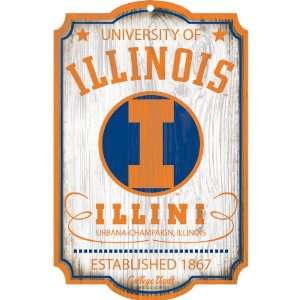   Illinois Fightin Illini College Vault Wood Sign