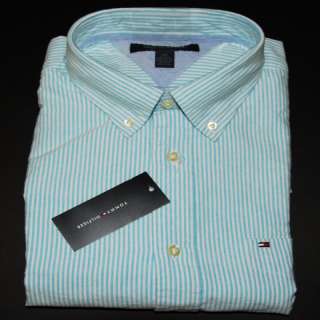 MENS TOMMY HILFIGER S/S CASUAL BUTTON DOWN SHIRT TEAL  