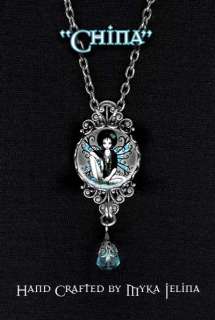 Gothic Teal Retro Flower Fairy NECKLACE pendant China  
