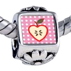 Pandora Style Bead Sliced Heart Apple Beads Fits Pandora 