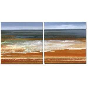   Hand Painted Smooth Sand Set of 2 20x20 Inch Gallery Wrapped Canvases