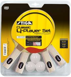 NEW Stiga Classic 4 Player Table Tennis Racket Set  