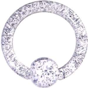  8 Gauge Clear Glitter Ball Captive Ring Jewelry
