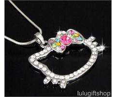 Hello Kitty Larger Crystal Pendant Necklace Xmas Gift  