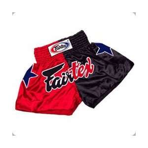  Fairtex Black and Red Satin Muay Thai Shorts   Size L 
