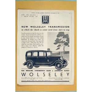  Car Cars Advert Adverts Advertising Wolseley Motor 1933 
