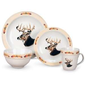  16 Pc. Deer Stoneware Dinnerware Set
