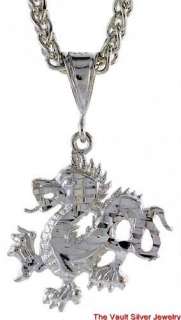 Sterling Silver Diamond Cut Dragon Pendant PQ594  