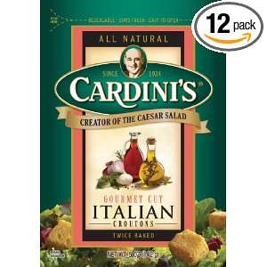 Cardinis Gourmet Cut Croutons, Italian, 5 Ounce Bags (Pack of 12 