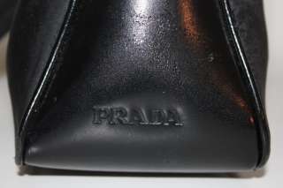 PRADA Black Leather & Canvas Shoulder Satchel BAG  