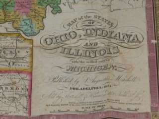   Mitchells Map of the States of Ohio, Indiana, and Illinois