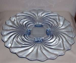Cambridge Glass CAPRICE BLUE FOOTED CAKE PLATE  