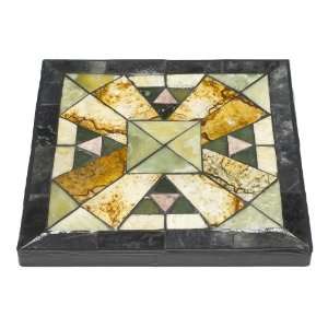   17 7/8 Inch Square, Tiffany Style Geometric Jade Square Stepping Stone