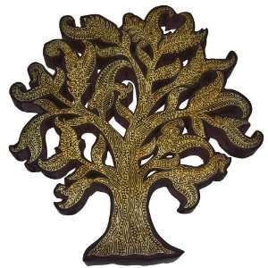  India Art Brass Inlay Wood Carving Tree of Life Wall 