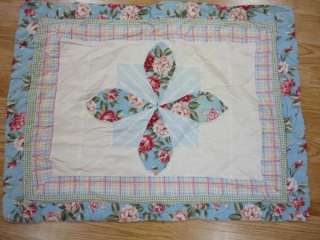 PAIR Hand QUILTED BABY BLUE Pillow Shams STANDARD  