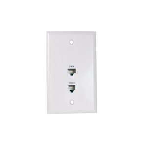 Network Wall Plate with 1 Cat5e Jack and 1 Voice Jack  