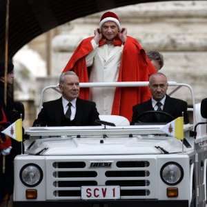 Pope Benedict XVI on His Popemobile, Arriving for the Weekly Audience 