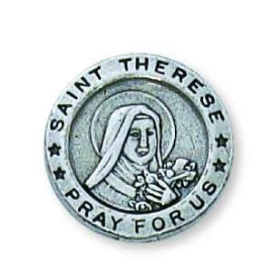 St Therese Lapel Pin Patron Saint Medal Catholic Relic Jewelry Charm