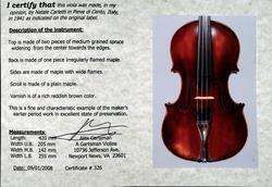 very fine certified Italian viola by Carletti, 1941  