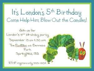 Eric Carle   The Very Hungry Caterpillar Invitations  