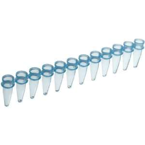 BrandTech 781284 Plastic 0.2mL PCR 12 Tube Strip, Blue (Pack of 125 