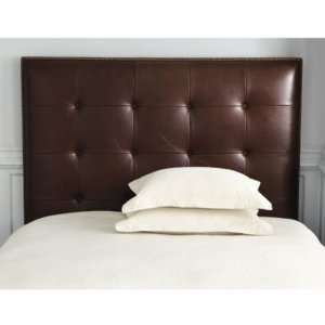  Squire Leather Headboard with Nailhead Trim Chocolate Full 
