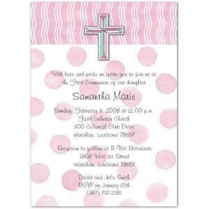  Pink Dots with 3D PG Cross Communion Invitations 