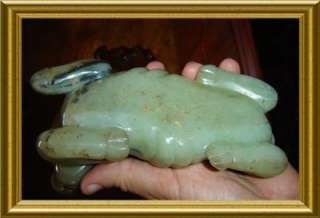 ANTIQUE Chinese SPINACH JADE CARVING of a Dog or Dragon  