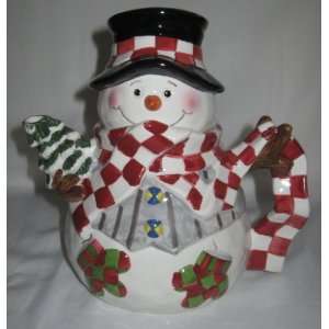  Holiday Treasures Ceramic Snowman Teapot 