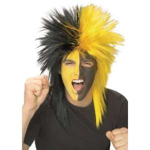  Black & Yellow Sports Fan Wig 