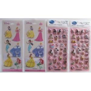  2 Disney Princess, 2 Disney Puffy Stickers 4 Packs Toys 