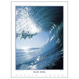  Blue Curl Surfing Poster Print