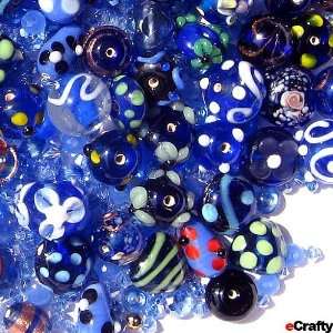Jewelry Makers Lampwork Crystal Bead Mix BLUE Flowers Garden 125 