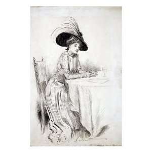  1910 Drawing by Charles Dana Gibson, Patience, Shows a 