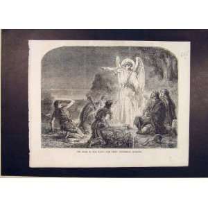    Christmas Religious Print Star Angel Fine Art 1854